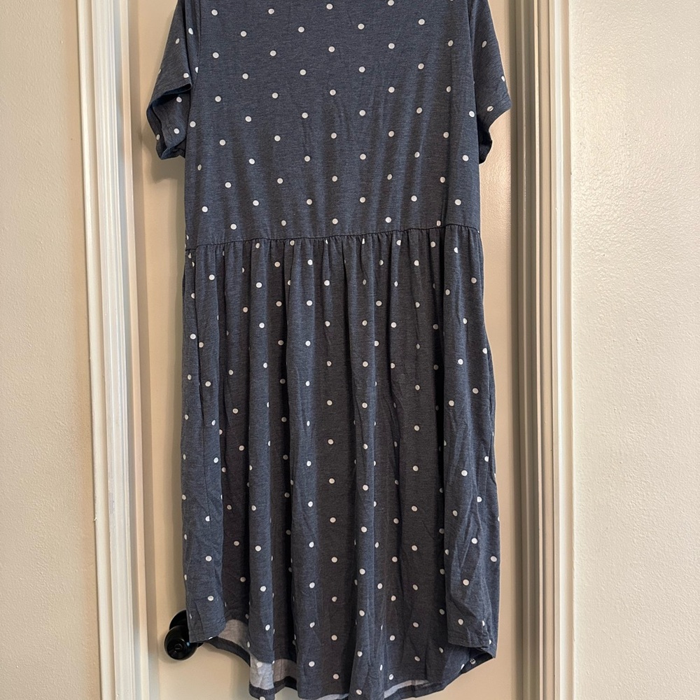Cotton Jersey Polka Dot Dress in Grey and White